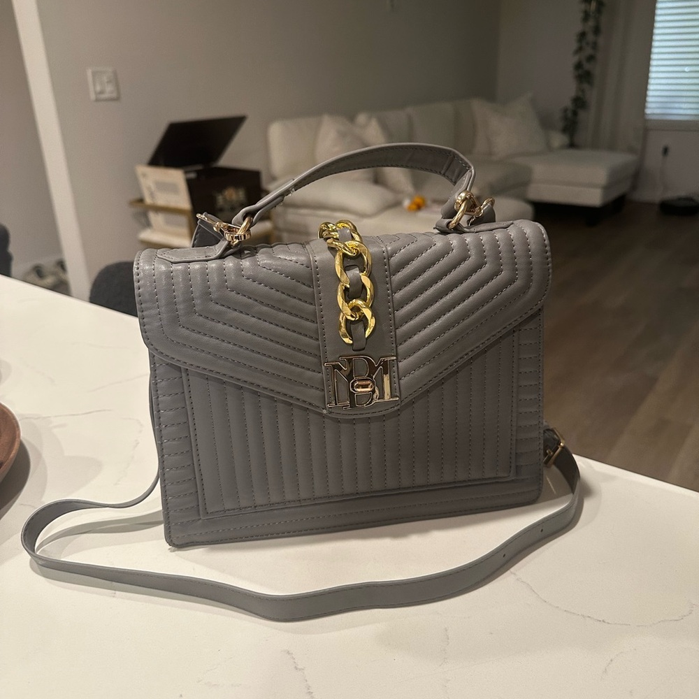 Gray Quilted Shoulder Bag